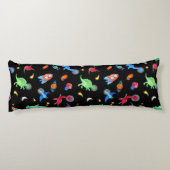 Watercolor Dinosaur Astronauts In Space Black Lichaamskussen (Achterkant)