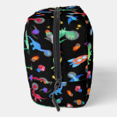 Watercolor Dinosaur Astronauts In Space Black Toilettasje (Rechts)
