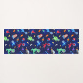 Watercolor Dinosaur Astronauts In Space Blue Yogamat (Achterkant (horizontaal))