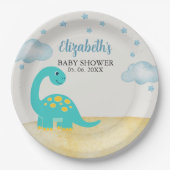 Watercolor Dinosaur Baby shower boy Papieren Bordje (Voorkant)