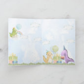 Watercolor Dinosaur Birthday Invites Greeting Card Kaart (Binnen)