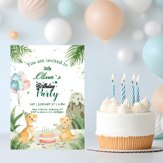 Watercolor Dinosaur Kids Party Birthday  Kaart