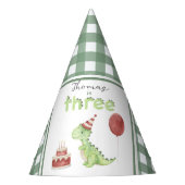 Watercolor Dinosaur Three Birthday Feesthoedjes (Voorkant)