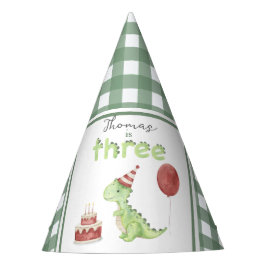 Watercolor Dinosaur Three Birthday Feesthoedjes