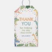 Watercolor Dinosaur Verjaardagsfeestje Cadeaulabel (Voorkant)