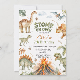 Watercolor Dinosaurius Jongens Verjaardag Kaart