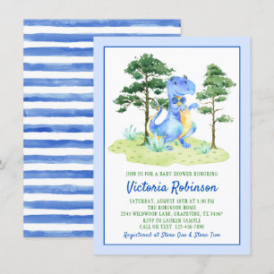 Watercolor Dinosaurus Baby Jongens Shower Kaart