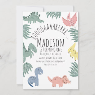 Watercolor Dinosaurus Doodles Handgeschilderde Ver Kaart