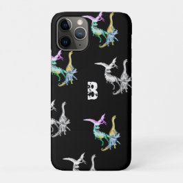 Watercolor Dinosaurus Kinderen Monogram Case-Mate iPhone Case