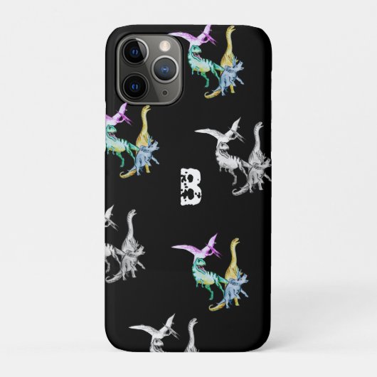 Watercolor Dinosaurus Kinderen Monogram Case-Mate iPhone Case (Achterkant)