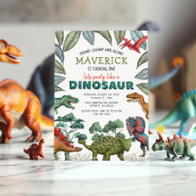 Watercolor Dinosaurus Kinderverjaardagsuitnodiging