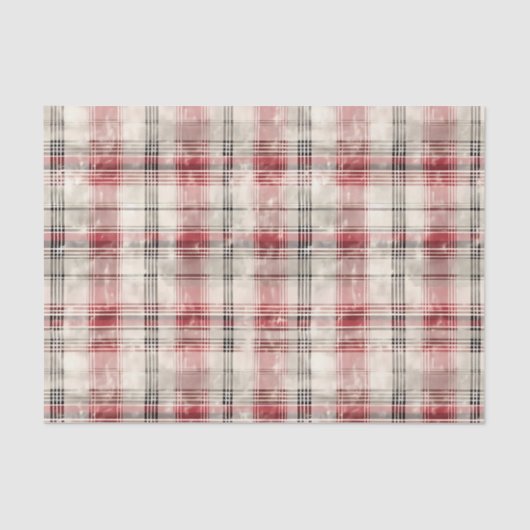 Watercolor Distressed Desaturated Christmas Plaid Tissuepapier (Voorkant)