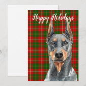 Watercolor Dobermann Pincher Honden Op Maat Feestdagenkaart (Voorkant / Achterkant)