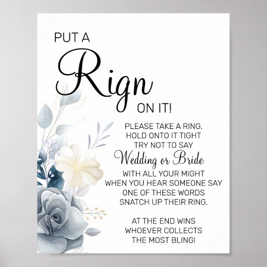 Watercolor Doe een ring bruidsbruiloft spel bord Poster (Voorkant)
