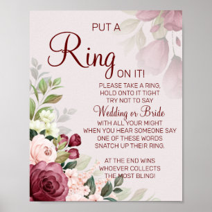 Watercolor Doe een ring bruidsfeest spel bord Poster