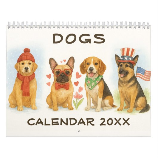 Watercolor Dog Calendar Kalender (Hoes)