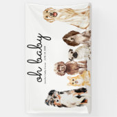 Watercolor Dog Oh Baby Shower Party Spandoek (Verticaal)