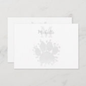 Watercolor Dog Paw Print Black White Custom Name Notitiekaartje (Voorkant / Achterkant)