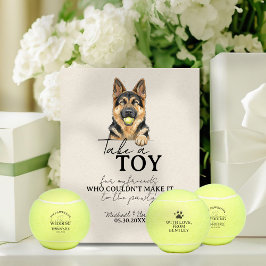 Watercolor Dog Wedding Tennis Ball Favor Reclamebord Met Voetstuk