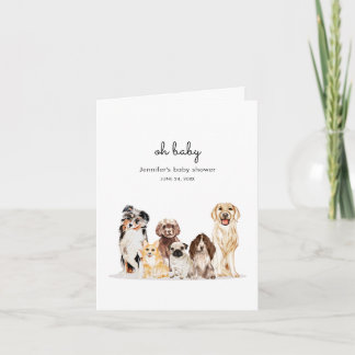 Watercolor Dogs breeds Baby Shower Double sided Kaart