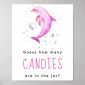 Watercolor dolfijn - Hoeveel snoepjes spel Poster (Voorkant)