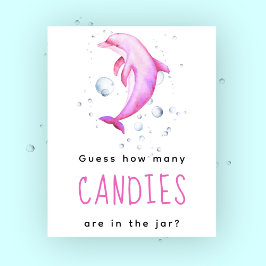 Watercolor dolfijn - Hoeveel snoepjes spel Poster