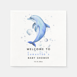 Watercolor dolfijn WELKOM BIJ baby shower Servet