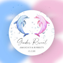 Watercolor Dolfijnen Geslacht Reveal Ronde Sticker