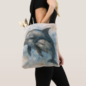 Watercolor Dolphin and Calf Tote Bag (Dichtbij)