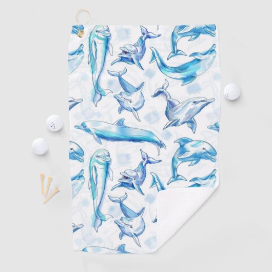 watercolor dolphin fish seamless pattern, dolphin golfhanddoek (Insitu)