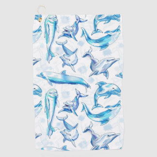 watercolor dolphin fish seamless pattern, dolphin golfhanddoek