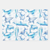 watercolor dolphin fish seamless pattern, dolphin inpakpapier vel (Voorkant 3)