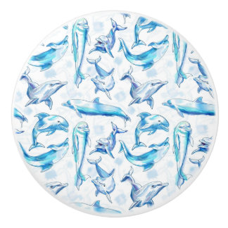 watercolor dolphin fish seamless pattern, dolphin keramische knop