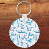 watercolor dolphin fish seamless pattern, dolphin sleutelhanger (Voorkant)