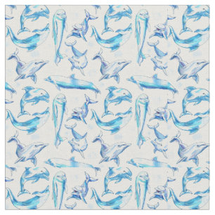 watercolor dolphin fish seamless pattern, dolphin stof