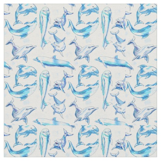 watercolor dolphin fish seamless pattern, dolphin stof (Close Up)