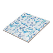 watercolor dolphin fish seamless pattern, dolphin tegeltje (Zijkant)