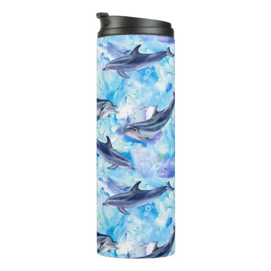 watercolor dolphin fish seamless pattern thermosbeker (Geroteerd rechts)