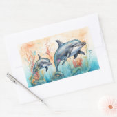 Watercolor dolphins art print rechthoekige sticker (Envelop)
