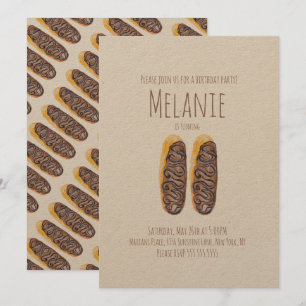 Watercolor Donut 11e Verjaardag Chocolade Eclairs Kaart