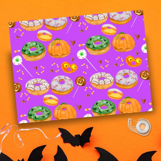 Watercolor Donut-licious Gelukkig Halloween Snoepg Tissuepapier