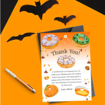 Watercolor Donut-licious Halloween Snoepgoed Bedan