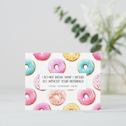 Watercolor Donut Vastgoed Verwijzing Bedankt  Briefkaart (Staand voorkant)