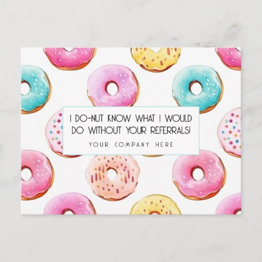Watercolor Donut Vastgoed Verwijzing Bedankt  Briefkaart (Voorkant)