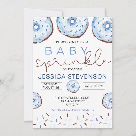 Watercolor Donuts Baby Spetterfeest Kaart (Voorkant)