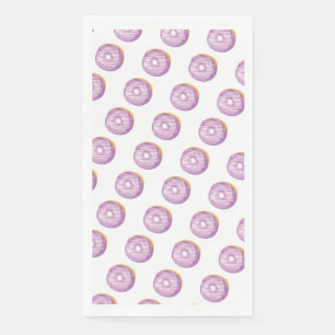 Watercolor Donuts Handgeschilderd Paars Patroon Servet