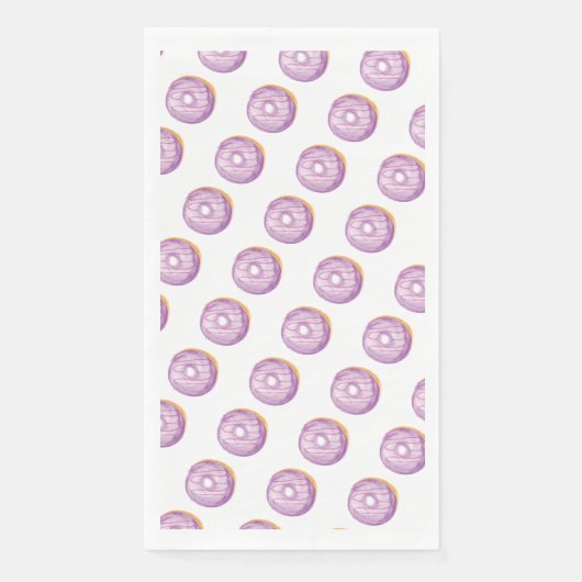 Watercolor Donuts Handgeschilderd Paars Patroon Servet (Voorkant)