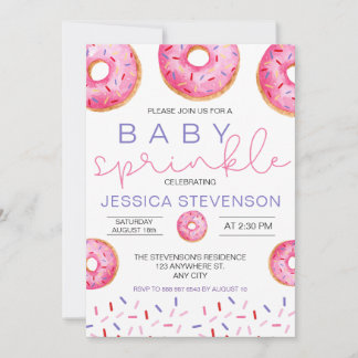 Watercolor Donuts meisje Baby Spetter Shower  Kaart