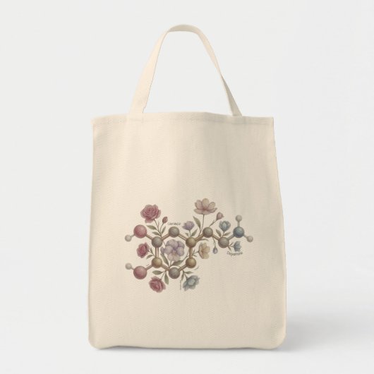 Watercolor Dopamine Molecule Floral Neurodiversity Tote Bag (Voorkant)