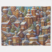Watercolor dorps Kerstmotieven Vakantie Fleece Deken (Voorkant (Horizontaal))